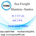Mar de puerto de Shantou flete a Santos